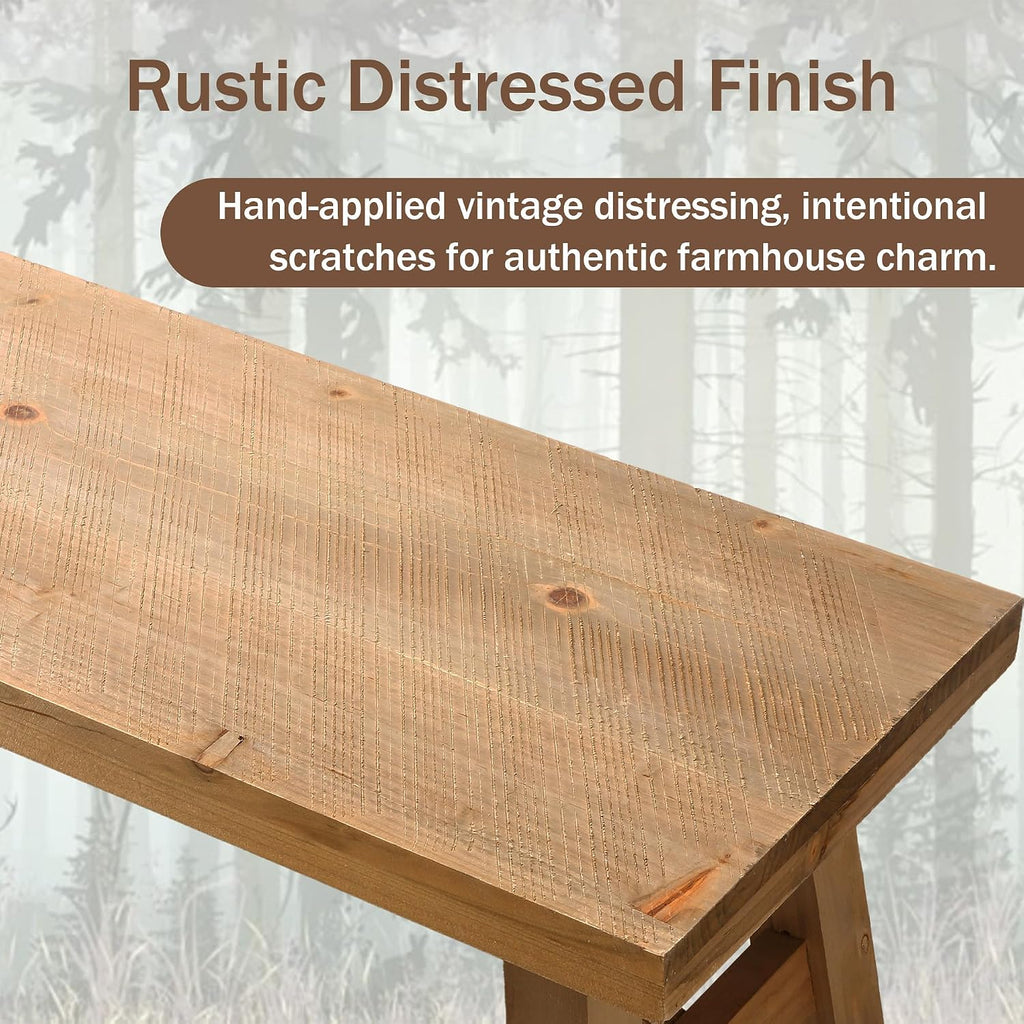 43" Natural Handcrafted Wood Bench