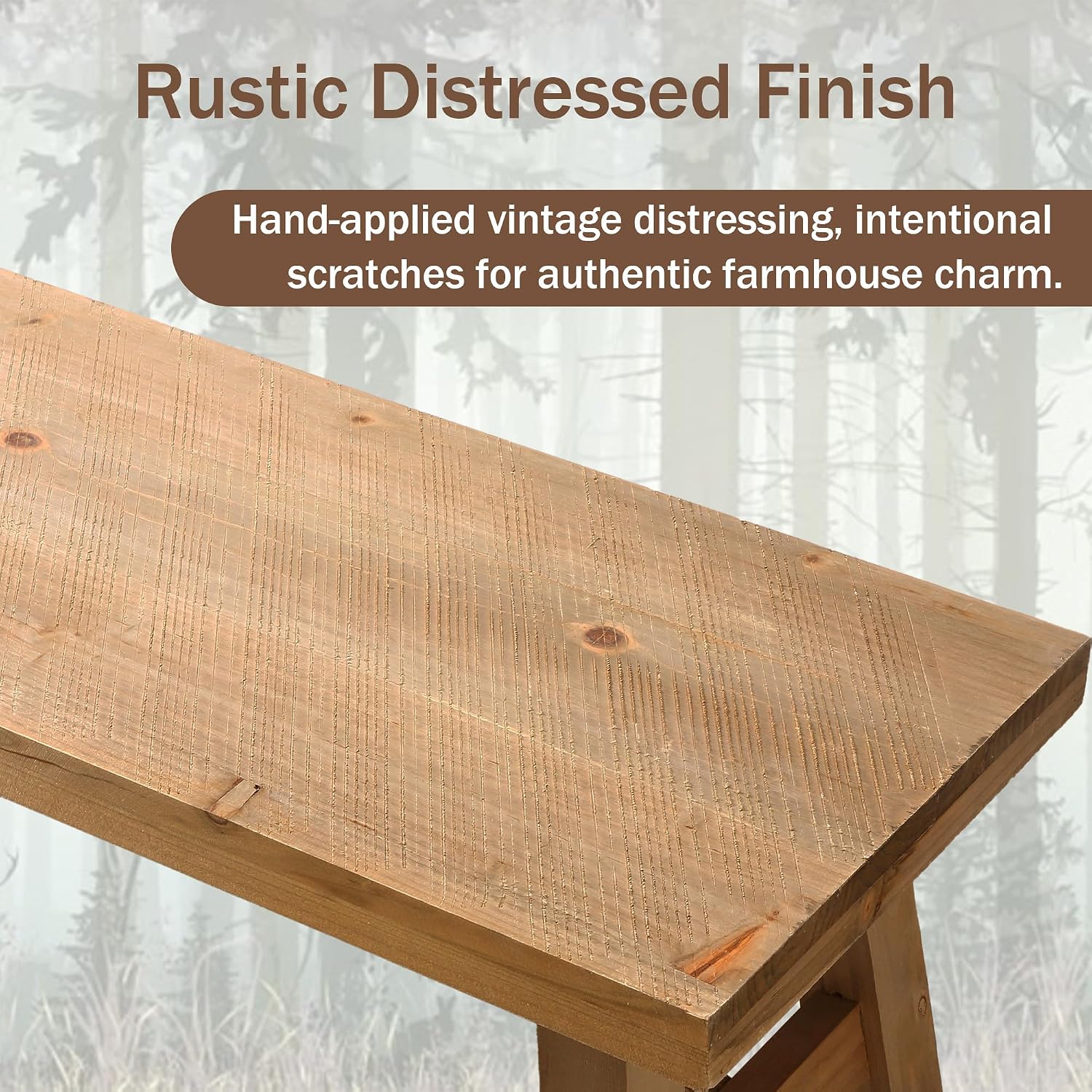 43" Natural Handcrafted Wood Bench