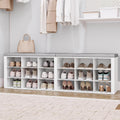 White Cushioned Entryway Shoe Storage Bench