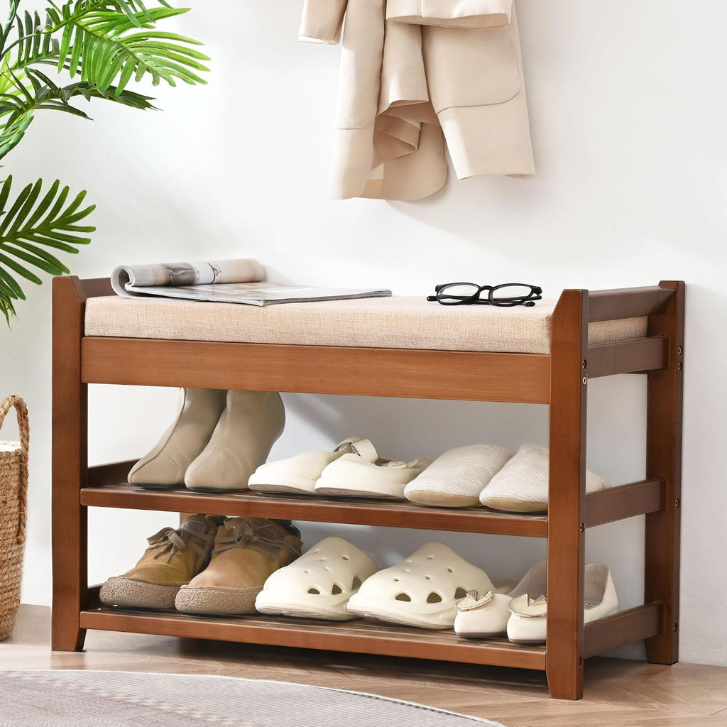 Cushioned Entryway Storage Shoe Bench
