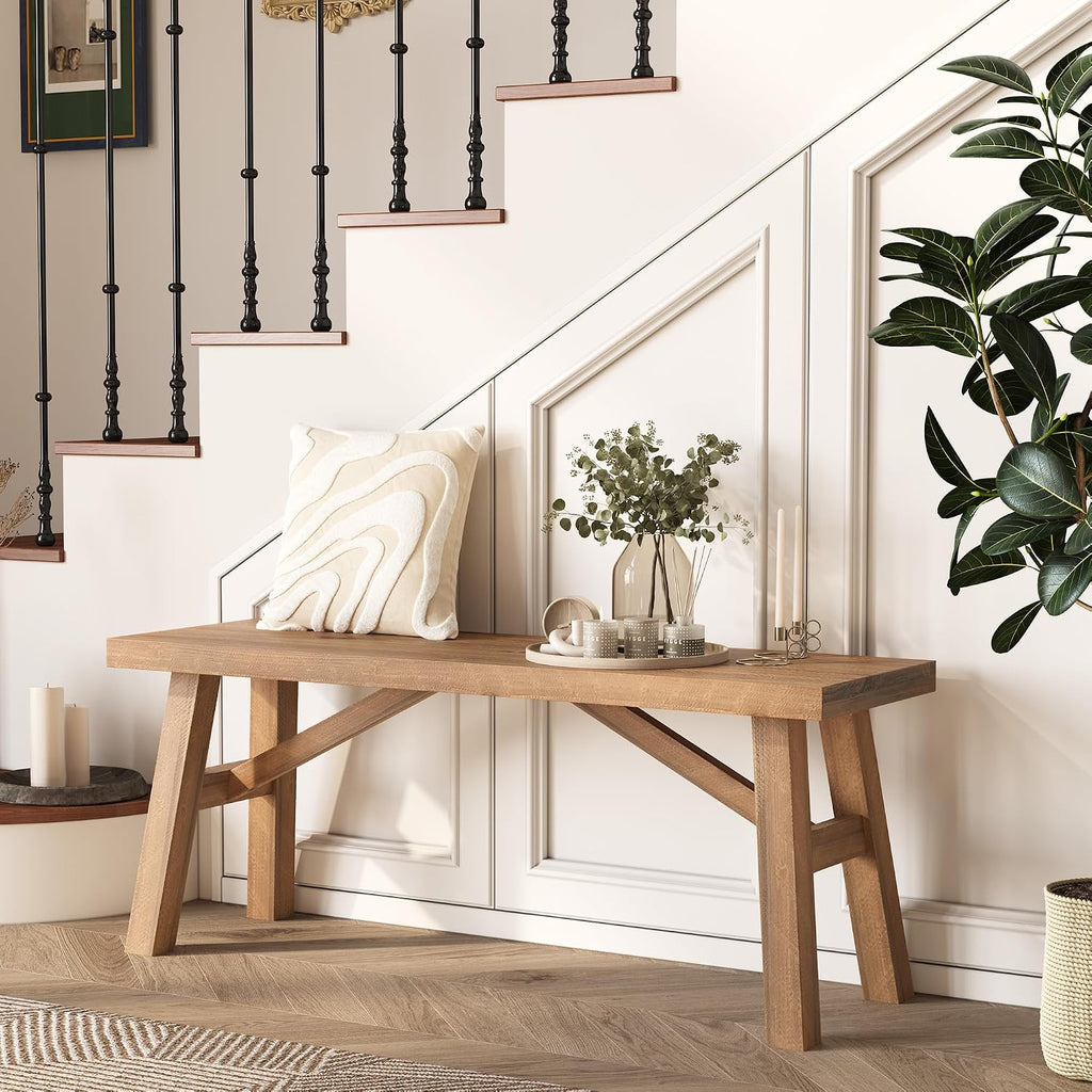 43" Natural Handcrafted Wood Bench