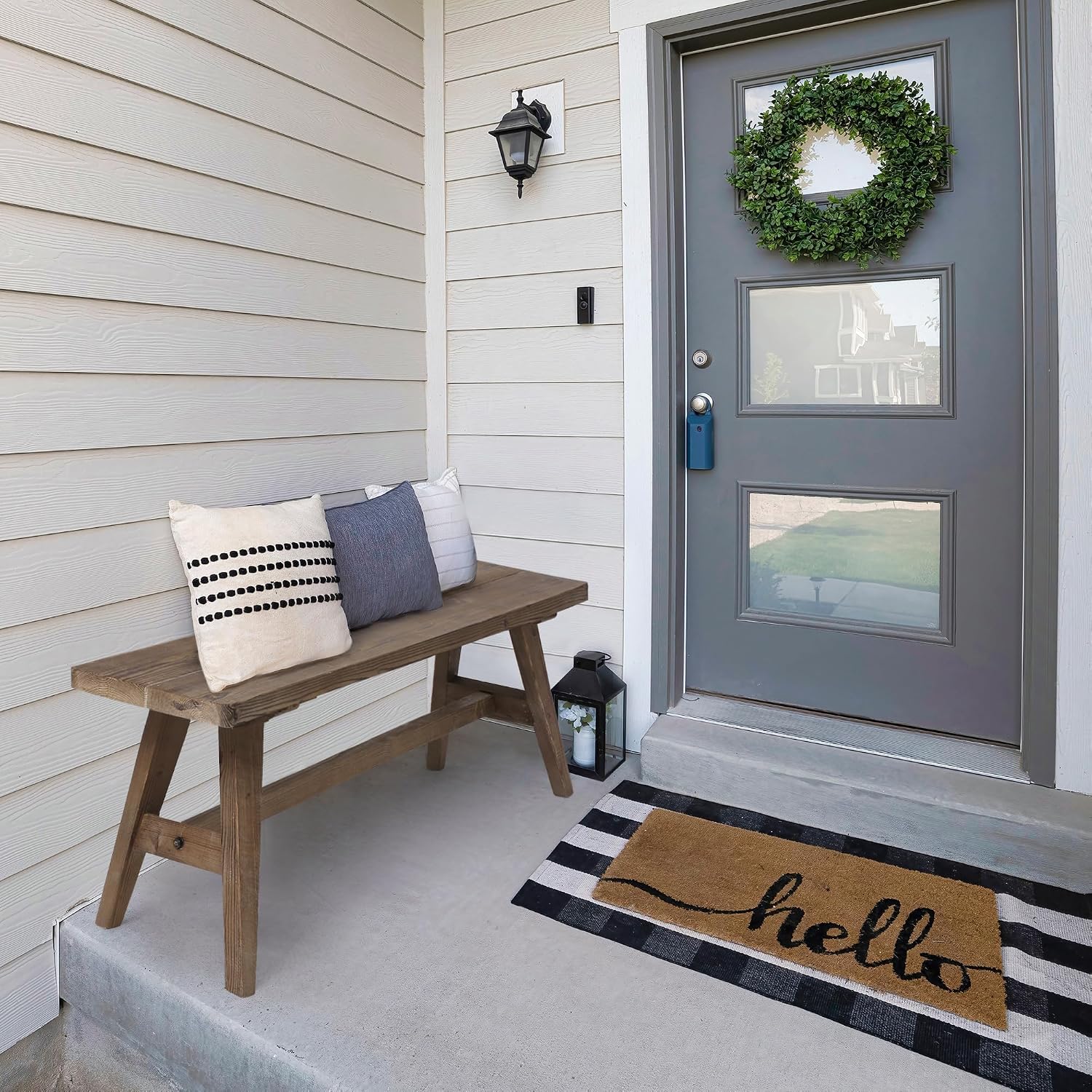 47 Inch Brown Farmhouse Solid Wood Bench