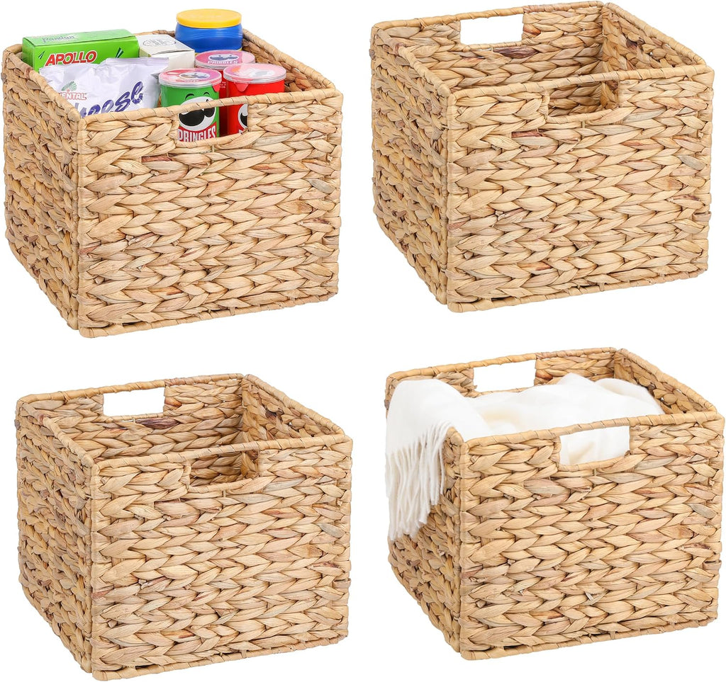 4 Pack Foldable Hyacinth Cube Baskets