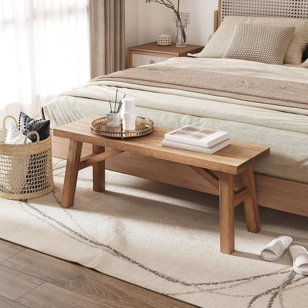 43" Natural Handcrafted Wood Bench