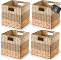 4 Pack Foldable Cube Wicker Baskets