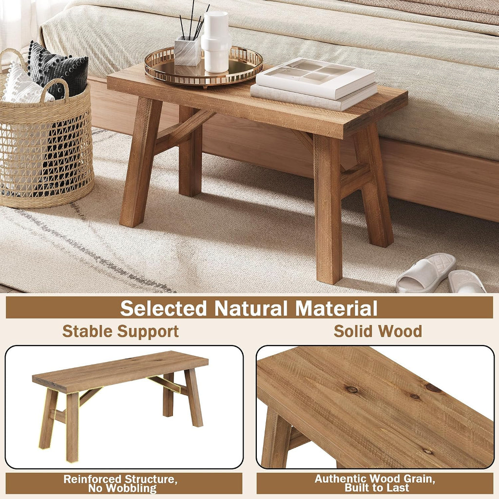 43" Natural Handcrafted Wood Bench