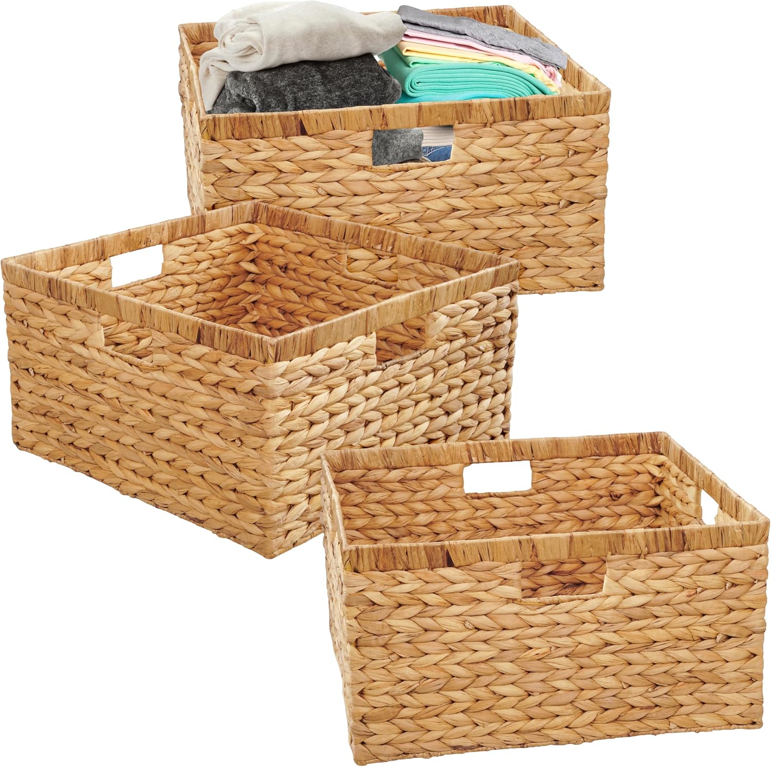 3 Pack Large Hyacinth Storage Baskets